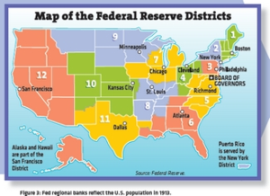 Map of Federal Reserve banks