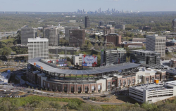 Suntrust Park in Cobb County with Atlanta in background